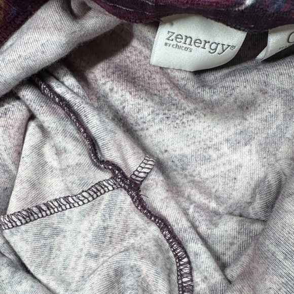 Chico’s Zenergy Velour Velvet Paisley Printed Boho Pull On Purple Pants 0 (US S) - Picture 14 of 16